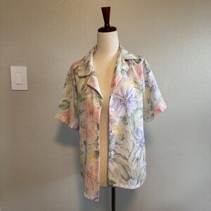 Koret Pastel Floral Button Down Blouse Size 6 Petite
